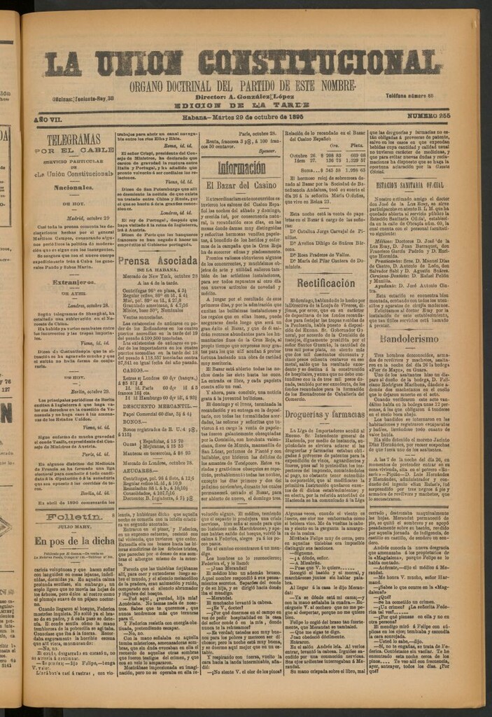 Miniatura de La Unión Constitucional: Órgano oficial del partido de este nombre del 29 de octubre de 1895