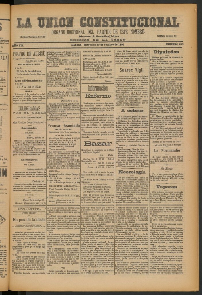 Miniatura de La Unión Constitucional: Órgano oficial del partido de este nombre del 30 de octubre de 1895