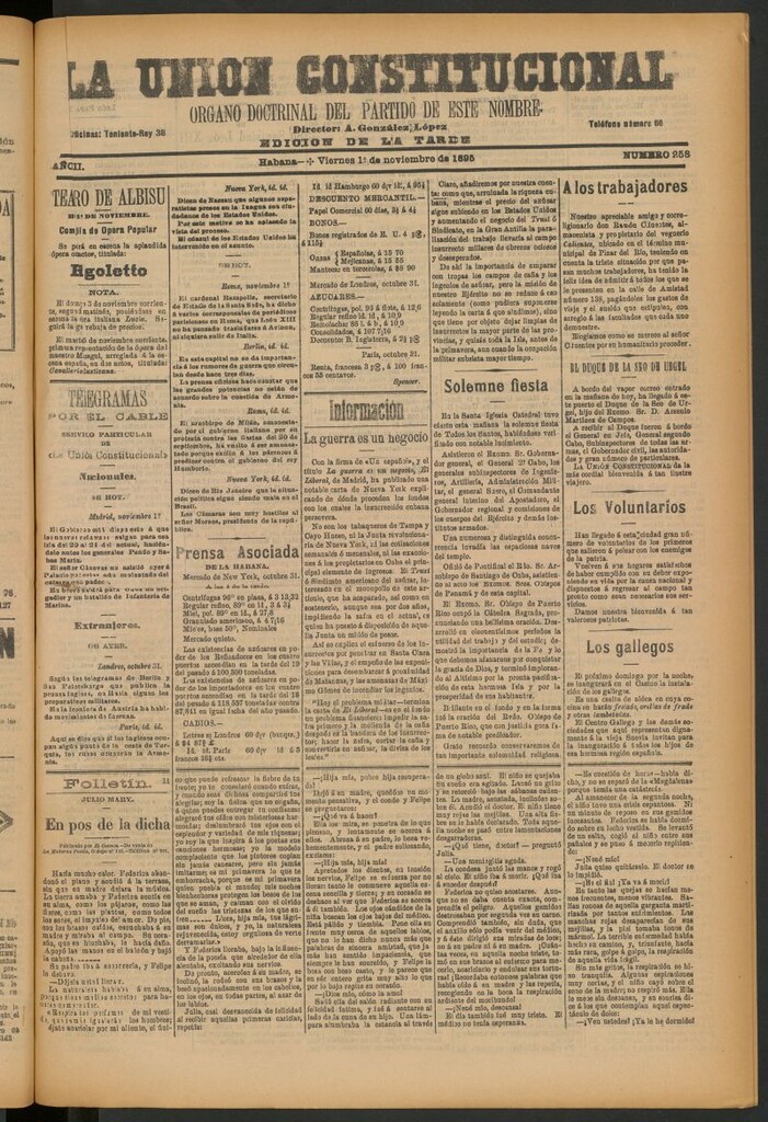 Miniatura de La Unión Constitucional: Órgano oficial del partido de este nombre del 1 de noviembre de 1895