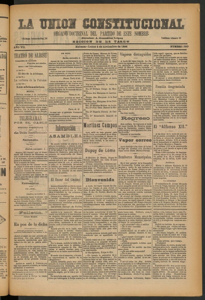 Miniatura de La Unión Constitucional: Órgano oficial del partido de este nombre del 4 de noviembre de 1895