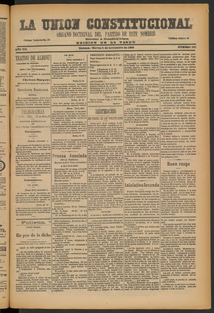 Miniatura de La Unión Constitucional: Órgano oficial del partido de este nombre del 5 de noviembre de 1895