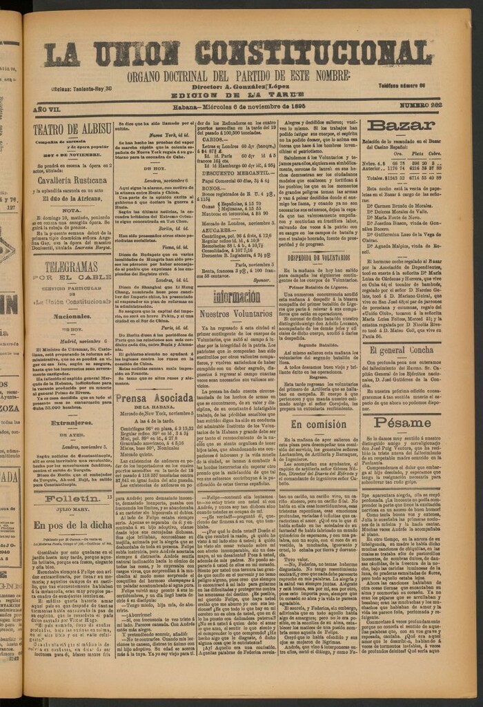 Miniatura de La Unión Constitucional: Órgano oficial del partido de este nombre del 6 de noviembre de 1895