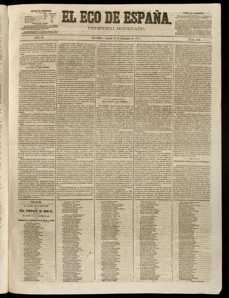 Miniatura de El Eco de España del 14 de diciembre de 1871