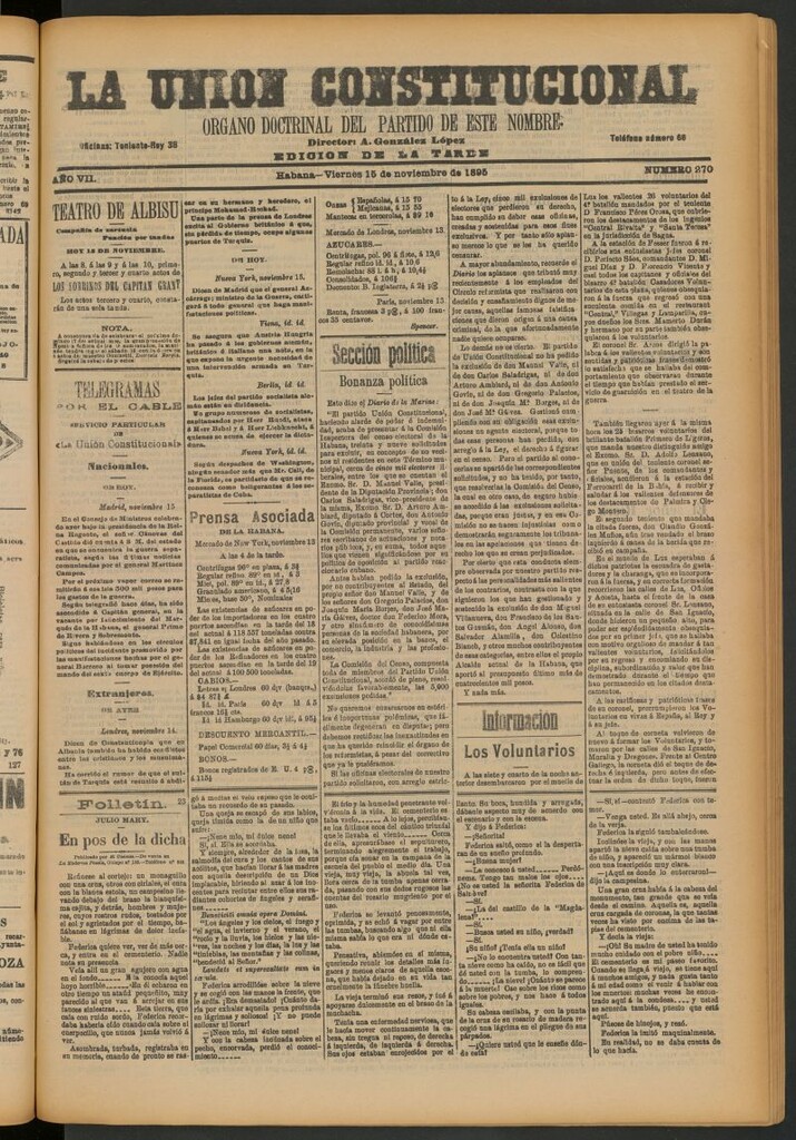 Miniatura de La Unión Constitucional: Órgano oficial del partido de este nombre del 15 de noviembre de 1895