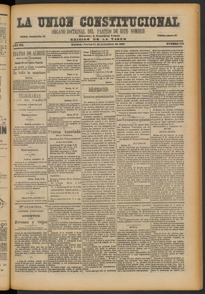 Miniatura de La Unión Constitucional: Órgano oficial del partido de este nombre del 21 de noviembre de 1895