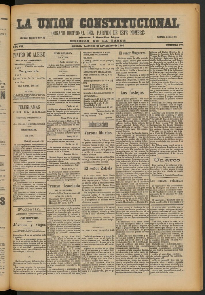 Miniatura de La Unión Constitucional: Órgano oficial del partido de este nombre del 25 de noviembre de 1895