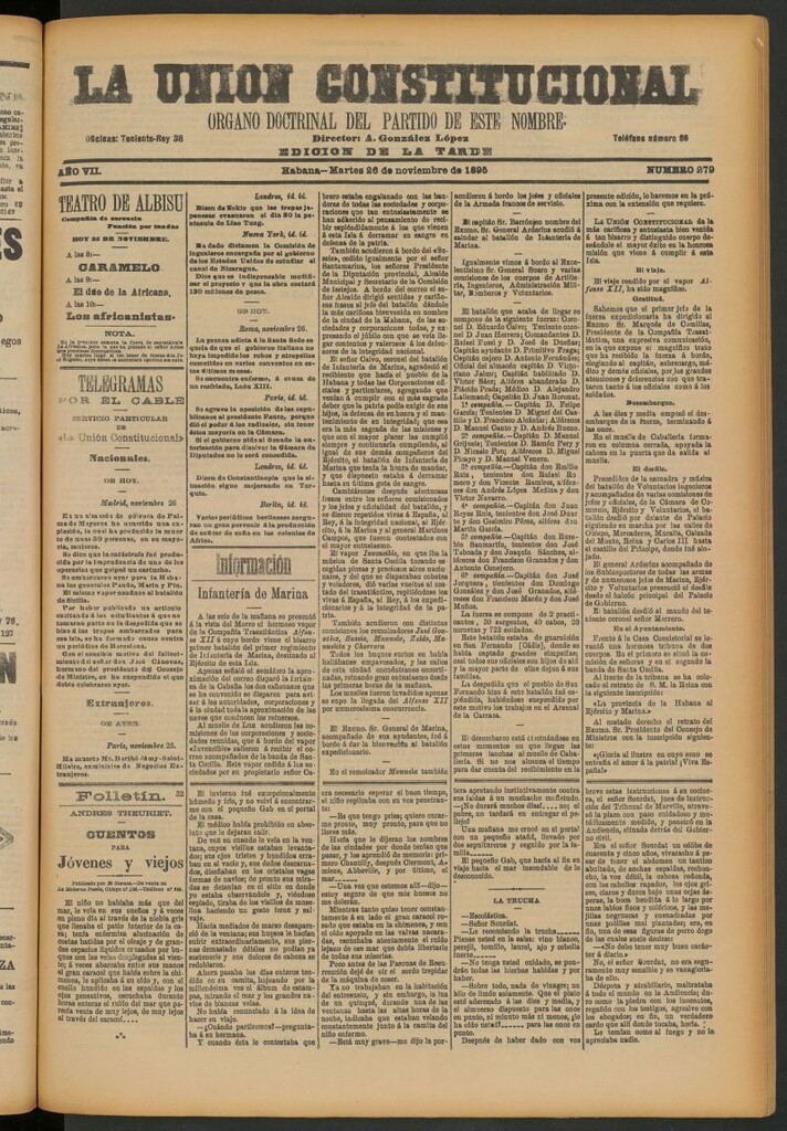 Miniatura de La Unión Constitucional: Órgano oficial del partido de este nombre del 26 de noviembre de 1895