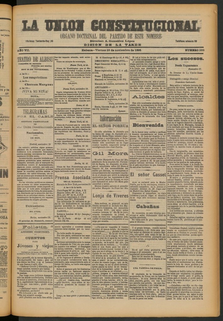Miniatura de La Unión Constitucional: Órgano oficial del partido de este nombre del 29 de noviembre de 1895