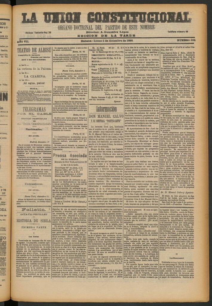 Miniatura de La Unión Constitucional: Órgano oficial del partido de este nombre del 2 de diciembre de 1895