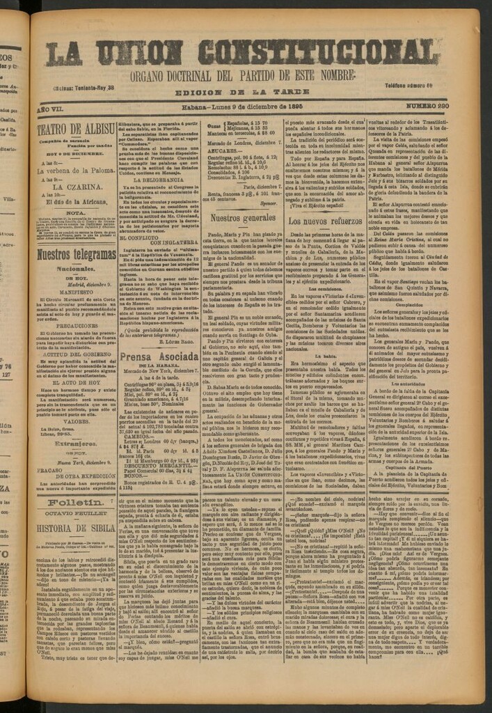 Miniatura de La Unión Constitucional: Órgano oficial del partido de este nombre del 9 de diciembre de 1895