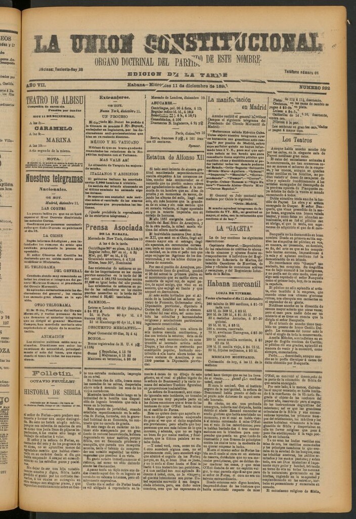 Miniatura de La Unión Constitucional: Órgano oficial del partido de este nombre del 11 de diciembre de 1895
