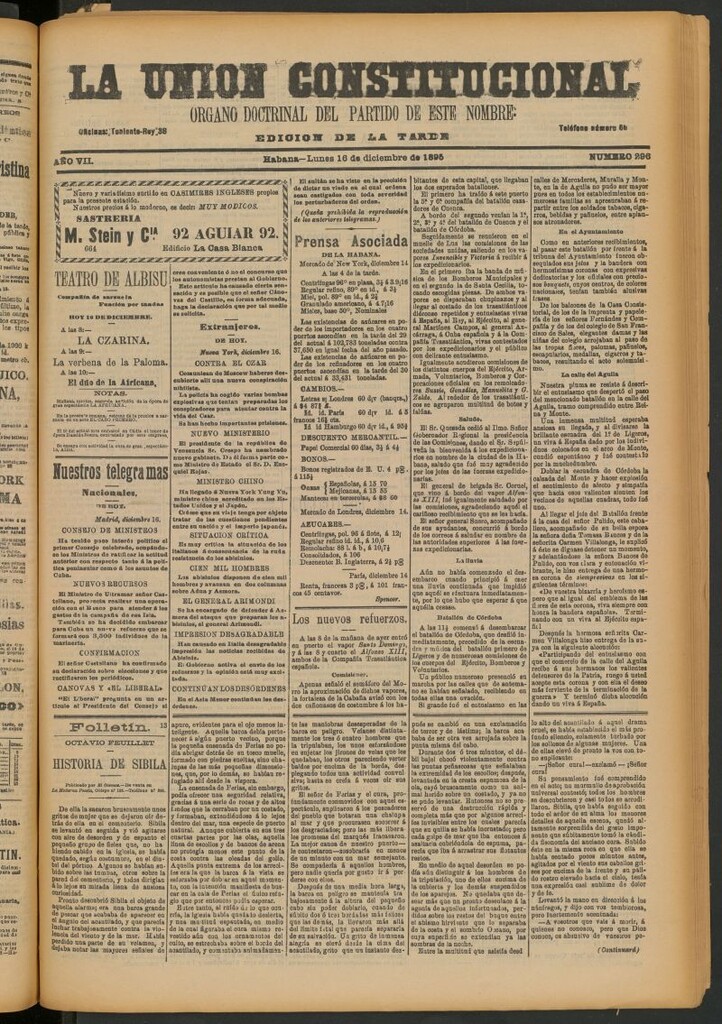 Miniatura de La Unión Constitucional: Órgano oficial del partido de este nombre del 16 de diciembre de 1895