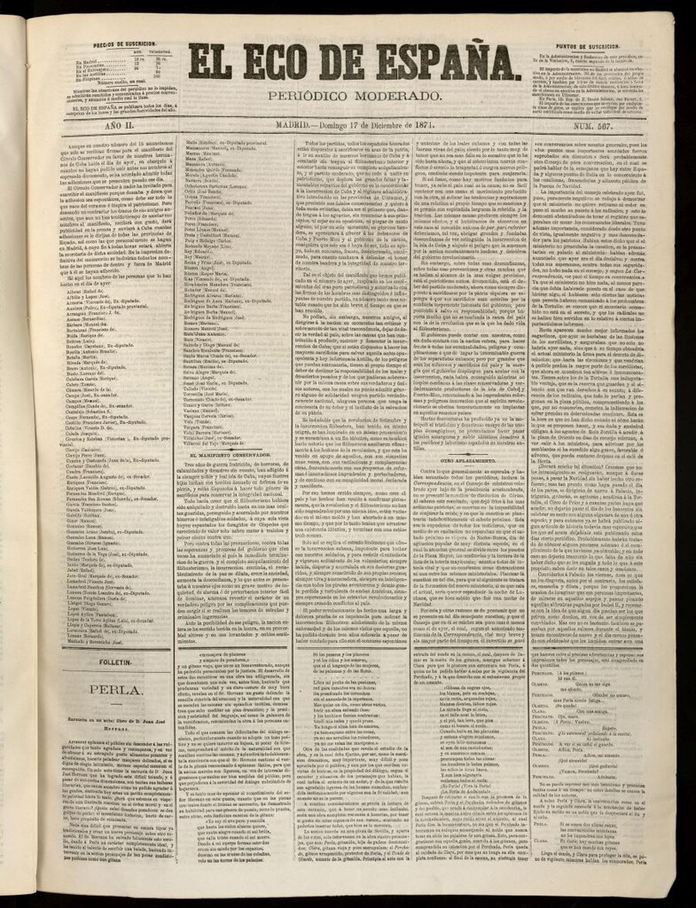 Miniatura de El Eco de España del 17 de diciembre de 1871