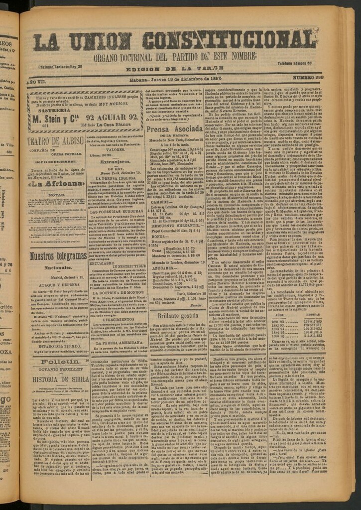 Miniatura de La Unión Constitucional: Órgano oficial del partido de este nombre del 19 de diciembre de 1895