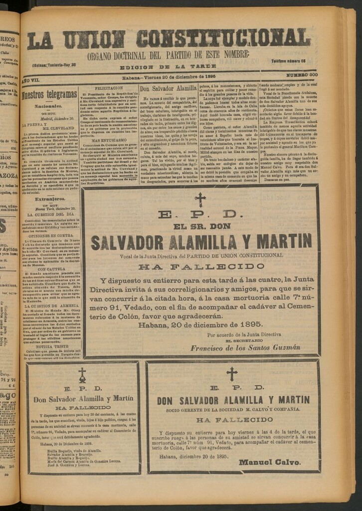 Miniatura de La Unión Constitucional: Órgano oficial del partido de este nombre del 20 de diciembre de 1895