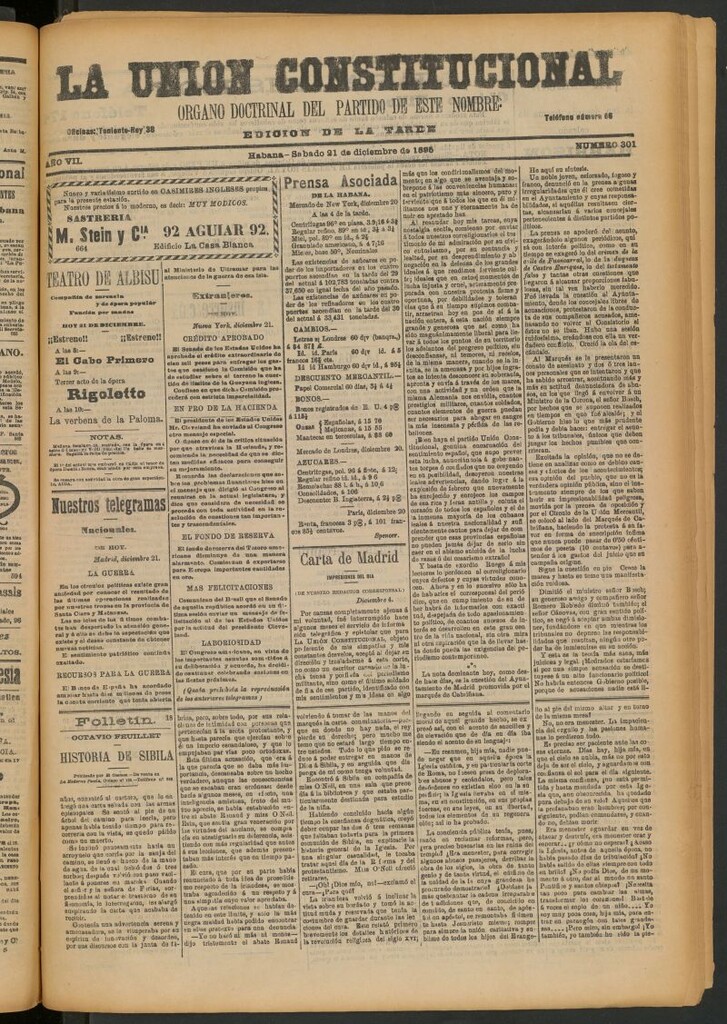 Miniatura de La Unión Constitucional: Órgano oficial del partido de este nombre del 21 de diciembre de 1895