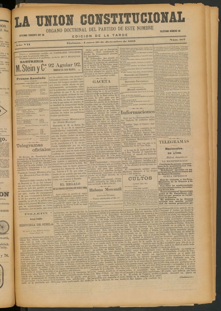 Miniatura de La Unión Constitucional: Órgano oficial del partido de este nombre del 30 de diciembre de 1895