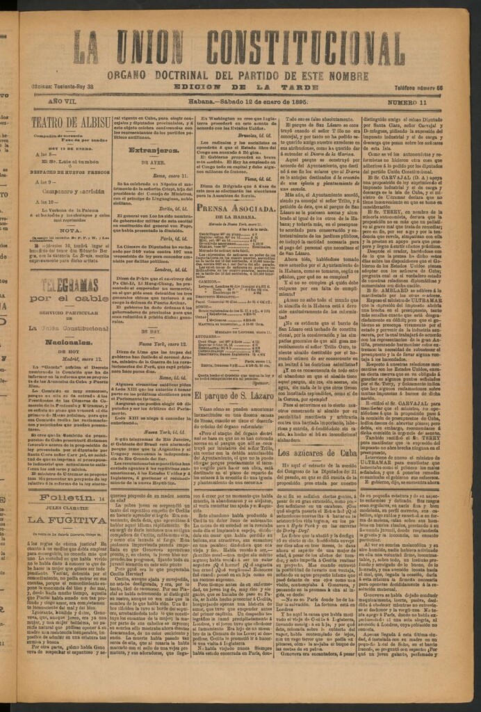 Miniatura de La Unión Constitucional: Órgano oficial del partido de este nombre del 12 de enero de 1895