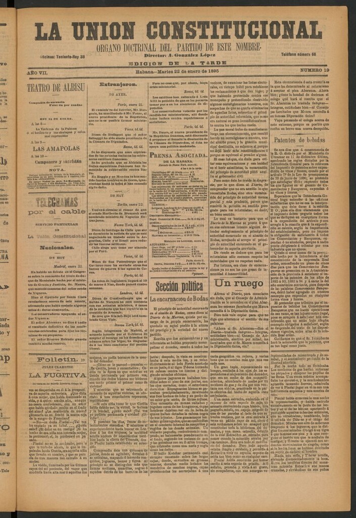 Miniatura de La Unión Constitucional: Órgano oficial del partido de este nombre del 22 de enero de 1895
