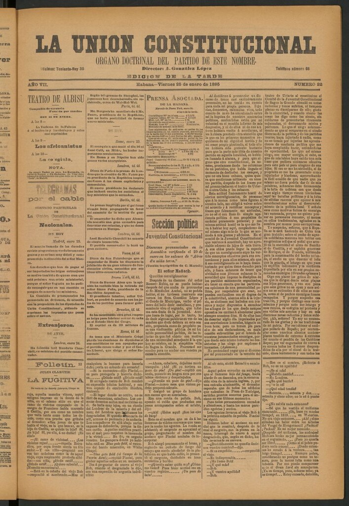 Miniatura de La Unión Constitucional: Órgano oficial del partido de este nombre del 25 de enero de 1895