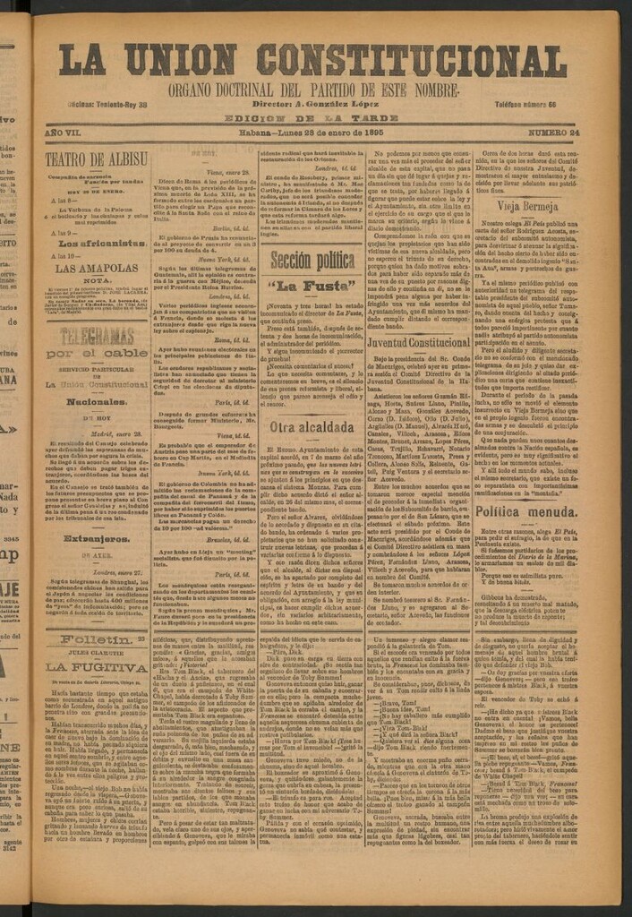 Miniatura de La Unión Constitucional: Órgano oficial del partido de este nombre del 28 de enero de 1895