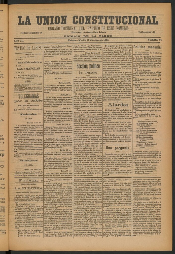 Miniatura de La Unión Constitucional: Órgano oficial del partido de este nombre del 29 de enero de 1895