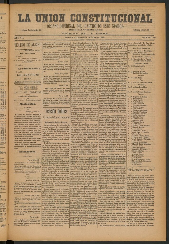 Miniatura de La Unión Constitucional: Órgano oficial del partido de este nombre del 4 de febrero de 1895