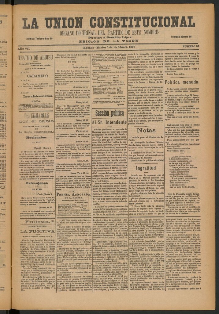 Miniatura de La Unión Constitucional: Órgano oficial del partido de este nombre del 5 de febrero de 1895