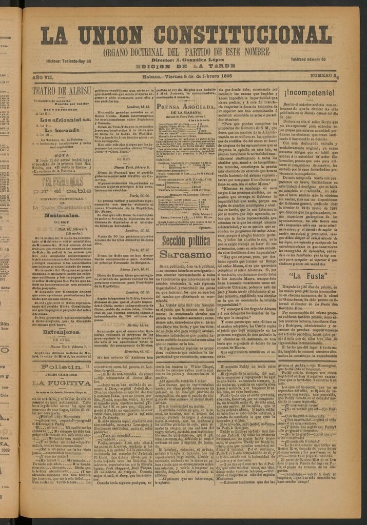 Miniatura de La Unión Constitucional: Órgano oficial del partido de este nombre del 8 de febrero de 1895