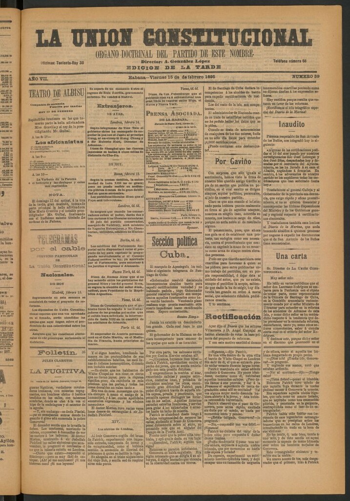 Miniatura de La Unión Constitucional: Órgano oficial del partido de este nombre del 15 de febrero de 1895