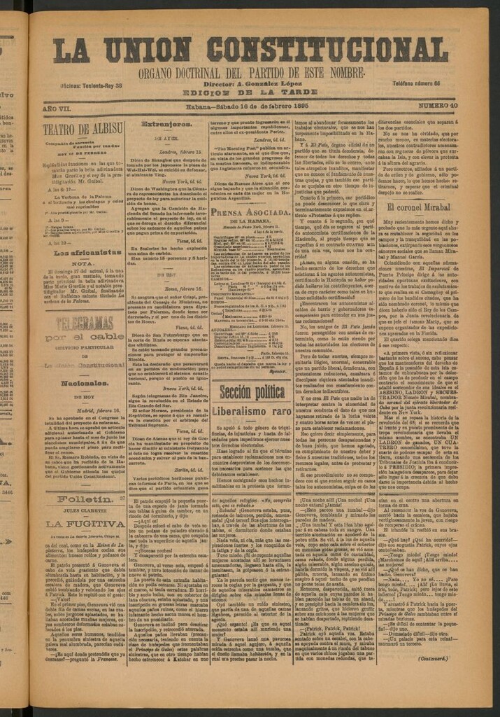 Miniatura de La Unión Constitucional: Órgano oficial del partido de este nombre del 16 de febrero de 1895