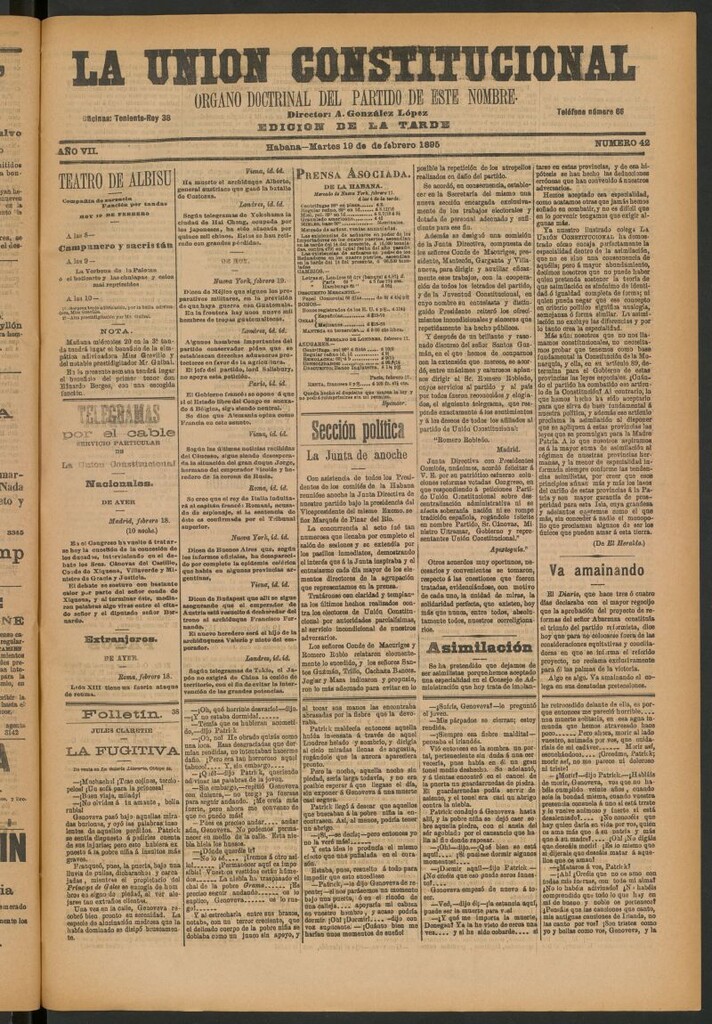 Miniatura de La Unión Constitucional: Órgano oficial del partido de este nombre del 19 de febrero de 1895