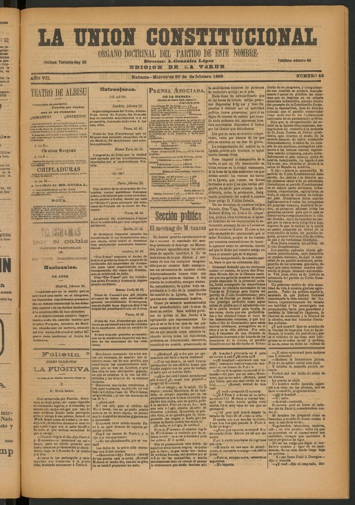 Miniatura de La Unión Constitucional: Órgano oficial del partido de este nombre del 20 de febrero de 1895
