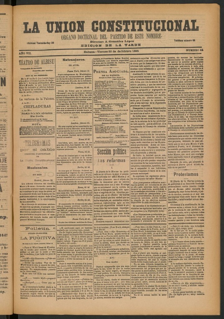 Miniatura de La Unión Constitucional: Órgano oficial del partido de este nombre del 22 de febrero de 1895