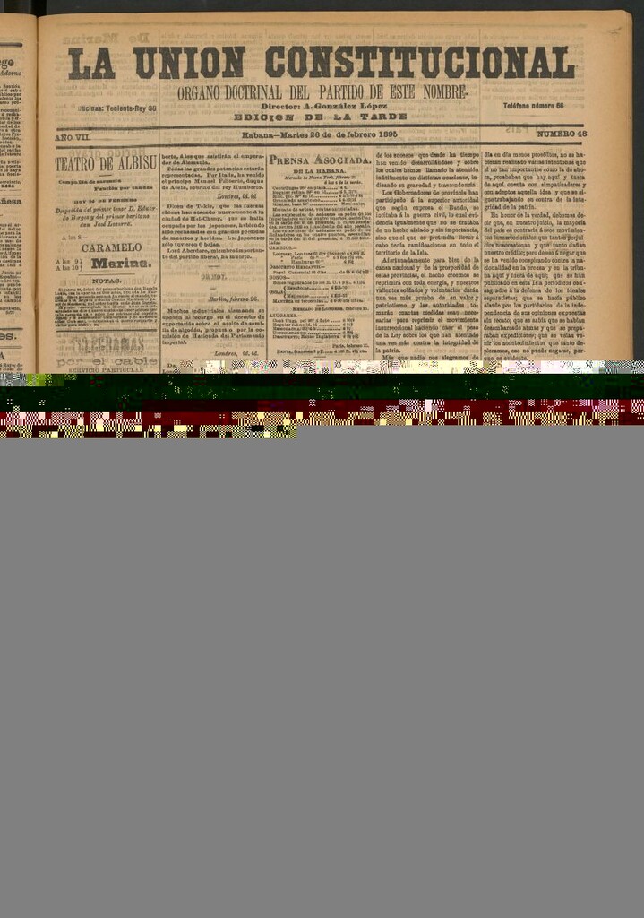 Miniatura de La Unión Constitucional: Órgano oficial del partido de este nombre del 26 de febrero de 1895