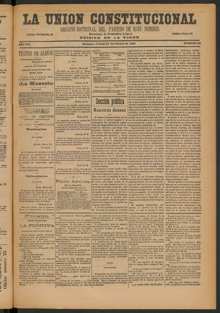 Miniatura de La Unión Constitucional: Órgano oficial del partido de este nombre del 28 de febrero de 1895