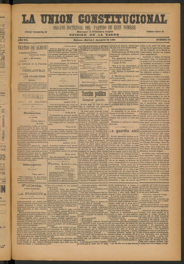 Miniatura de La Unión Constitucional: Órgano oficial del partido de este nombre del 5 de marzo de 1895