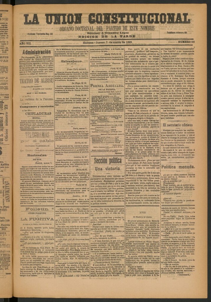 Miniatura de La Unión Constitucional: Órgano oficial del partido de este nombre del 7 de marzo de 1895