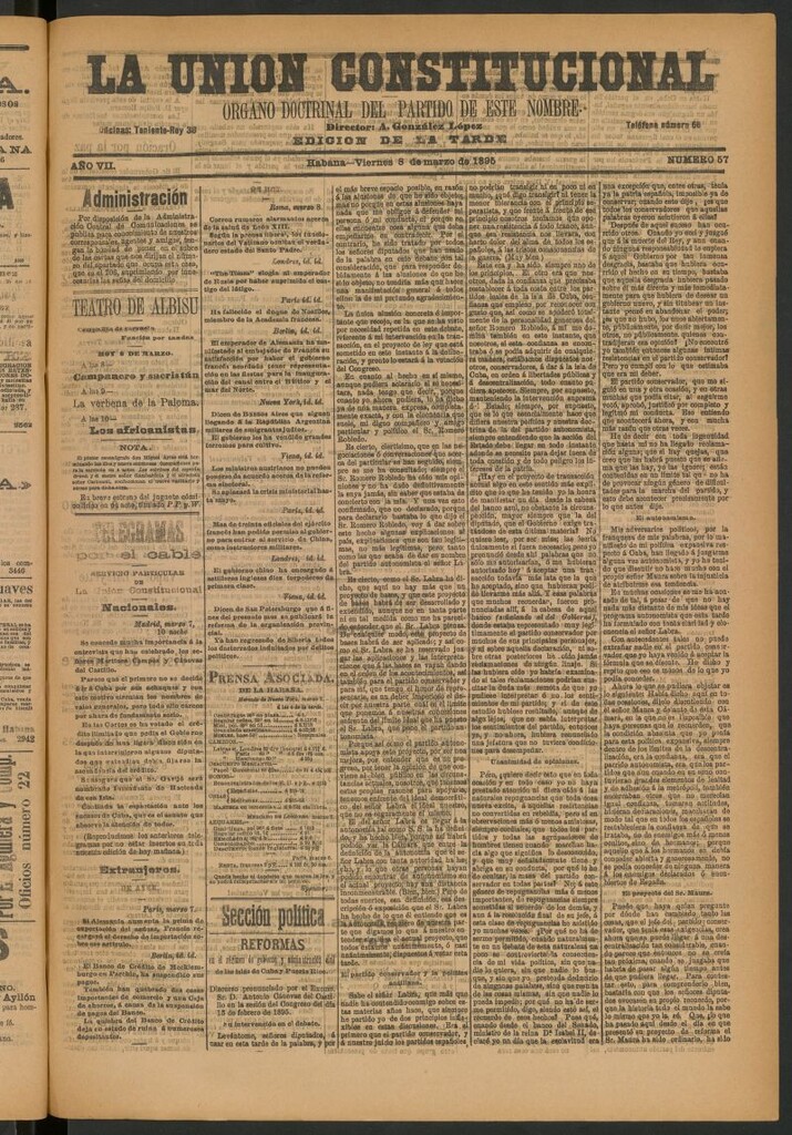 Miniatura de La Unión Constitucional: Órgano oficial del partido de este nombre del 8 de marzo de 1895