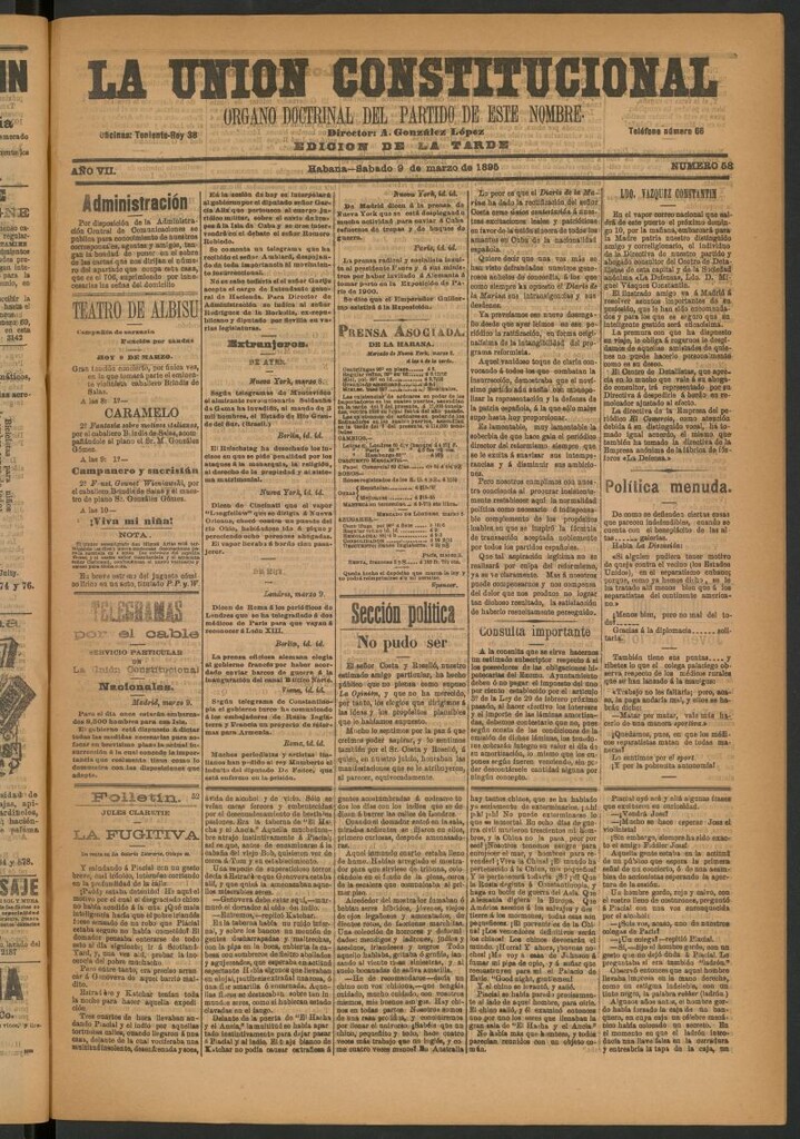 Miniatura de La Unión Constitucional: Órgano oficial del partido de este nombre del 9 de marzo de 1895