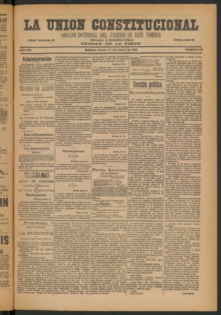Miniatura de La Unión Constitucional: Órgano oficial del partido de este nombre del 11 de marzo de 1895