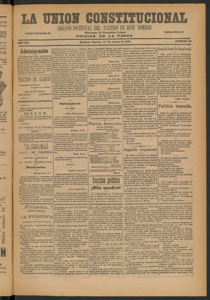 Miniatura de La Unión Constitucional: Órgano oficial del partido de este nombre del 12 de marzo de 1895