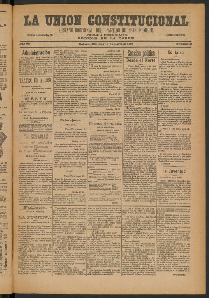 Miniatura de La Unión Constitucional: Órgano oficial del partido de este nombre del 13 de marzo de 1895