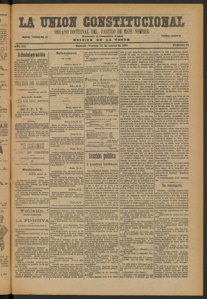 Miniatura de La Unión Constitucional: Órgano oficial del partido de este nombre del 15 de marzo de 1895