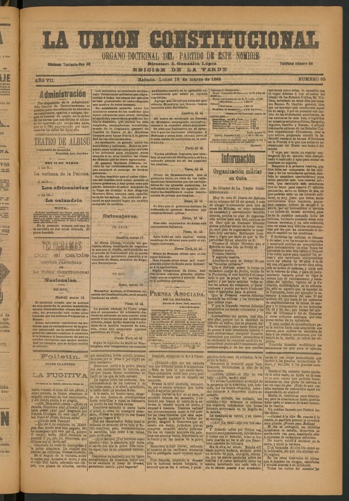 Miniatura de La Unión Constitucional: Órgano oficial del partido de este nombre del 18 de marzo de 1895