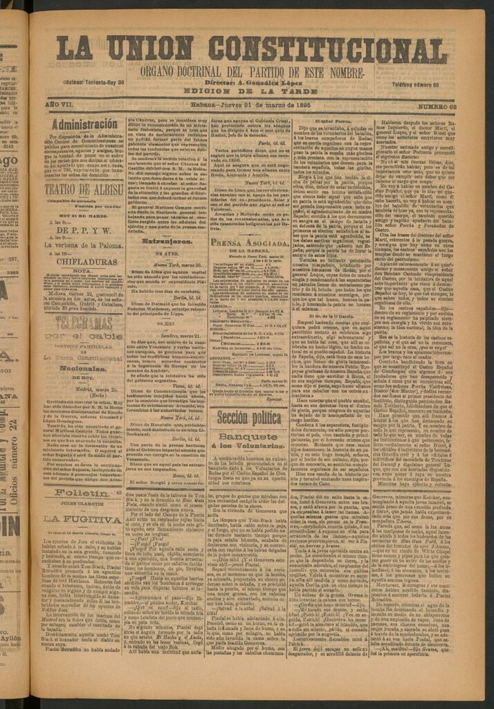 Miniatura de La Unión Constitucional: Órgano oficial del partido de este nombre del 21 de marzo de 1895