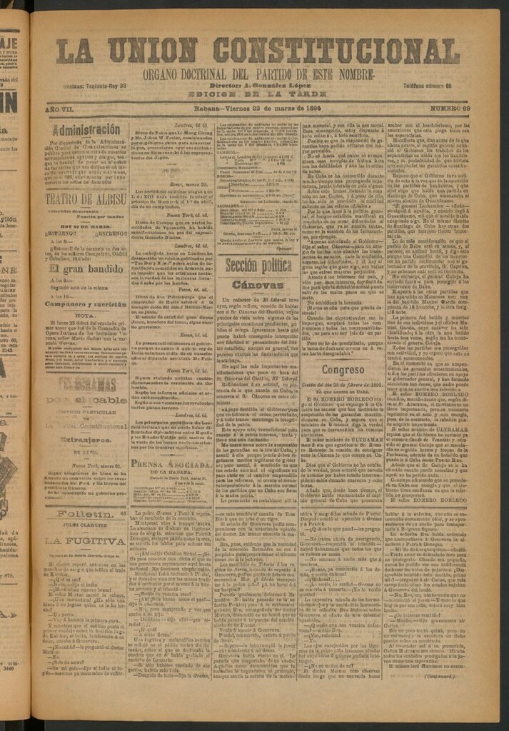 Miniatura de La Unión Constitucional: Órgano oficial del partido de este nombre del 22 de marzo de 1895