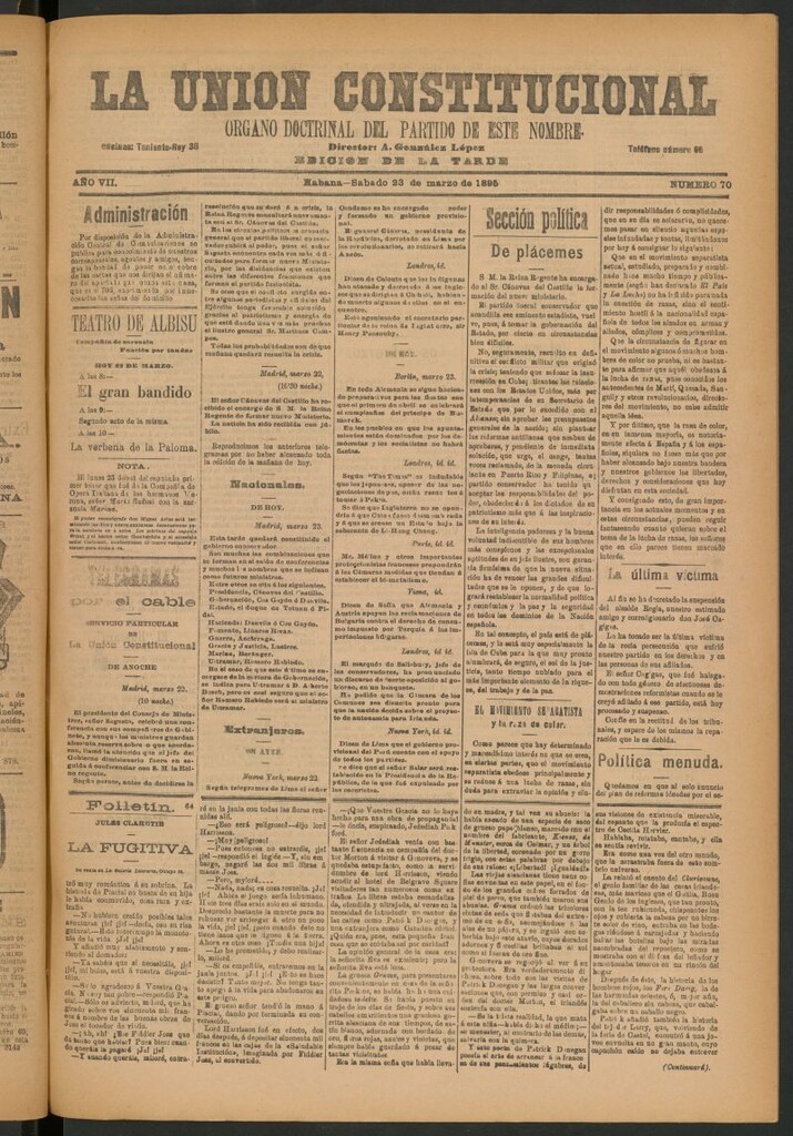 Miniatura de La Unión Constitucional: Órgano oficial del partido de este nombre del 23 de marzo de 1895
