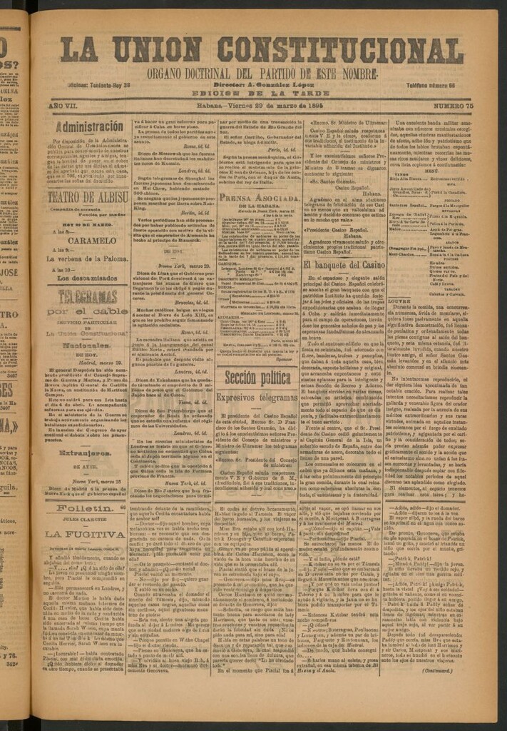 Miniatura de La Unión Constitucional: Órgano oficial del partido de este nombre del 29 de marzo de 1895
