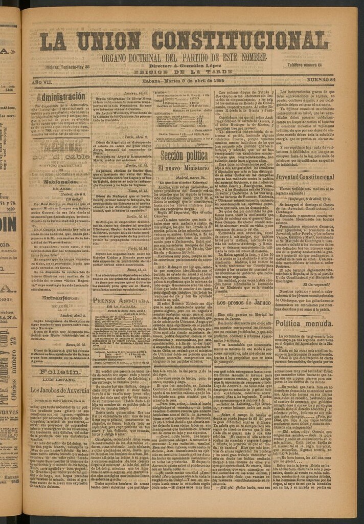 Miniatura de La Unión Constitucional: Órgano oficial del partido de este nombre del 9 de abril de 1895